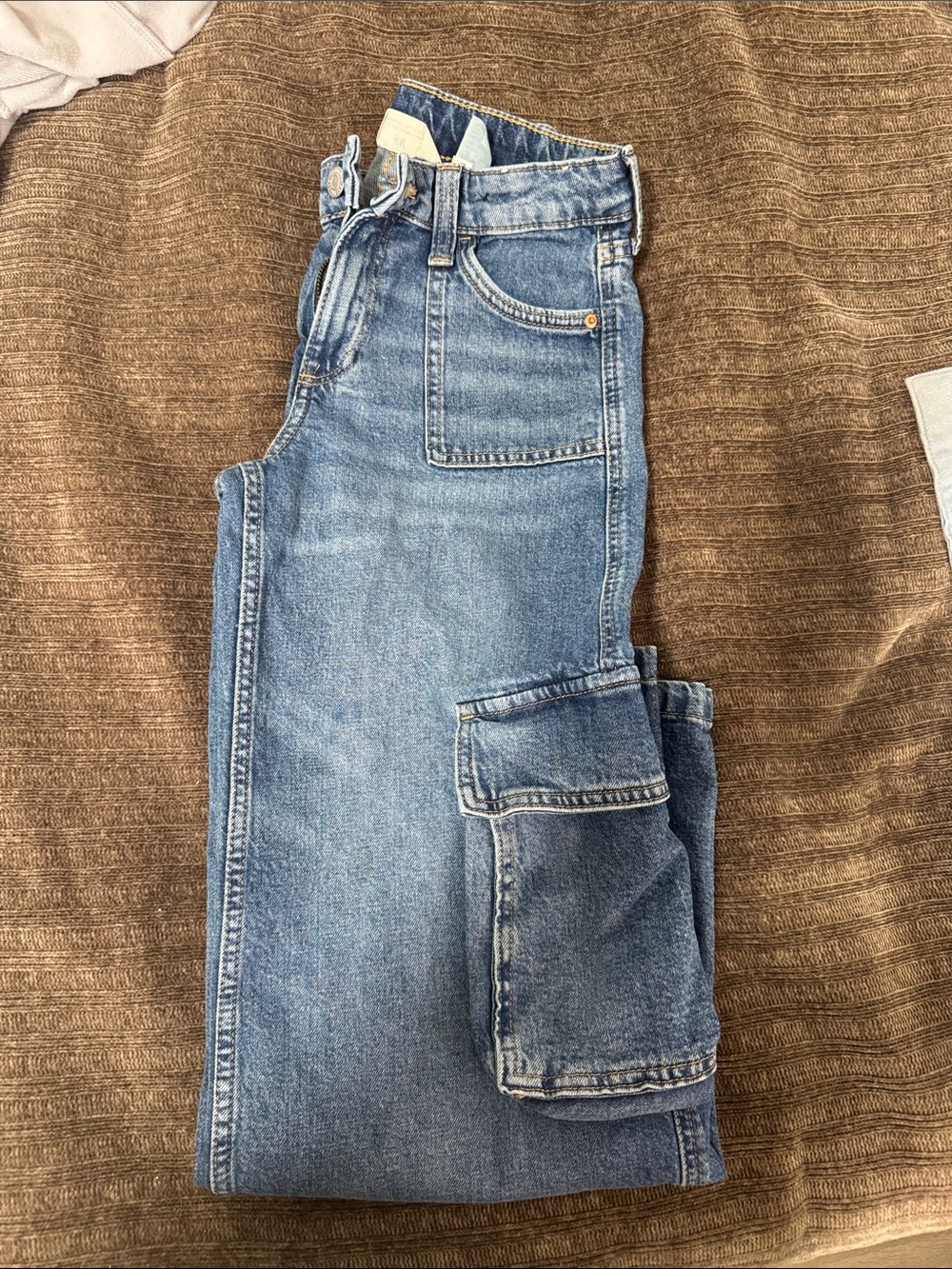 H&M Size 12 Girls Blue Denim Cargo Jeans